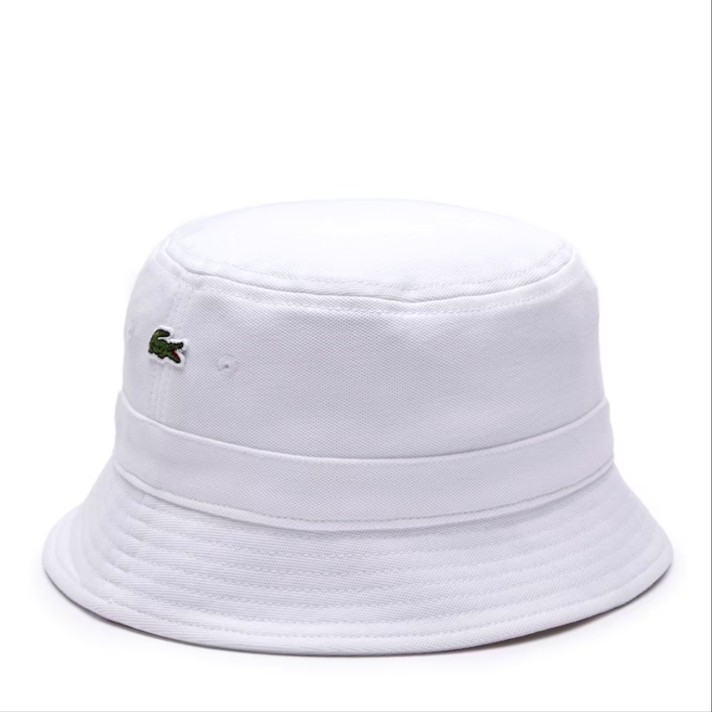 Lacoste Unisex Organic Cotton Bucket Hat-White-Size-Large,NWT $60